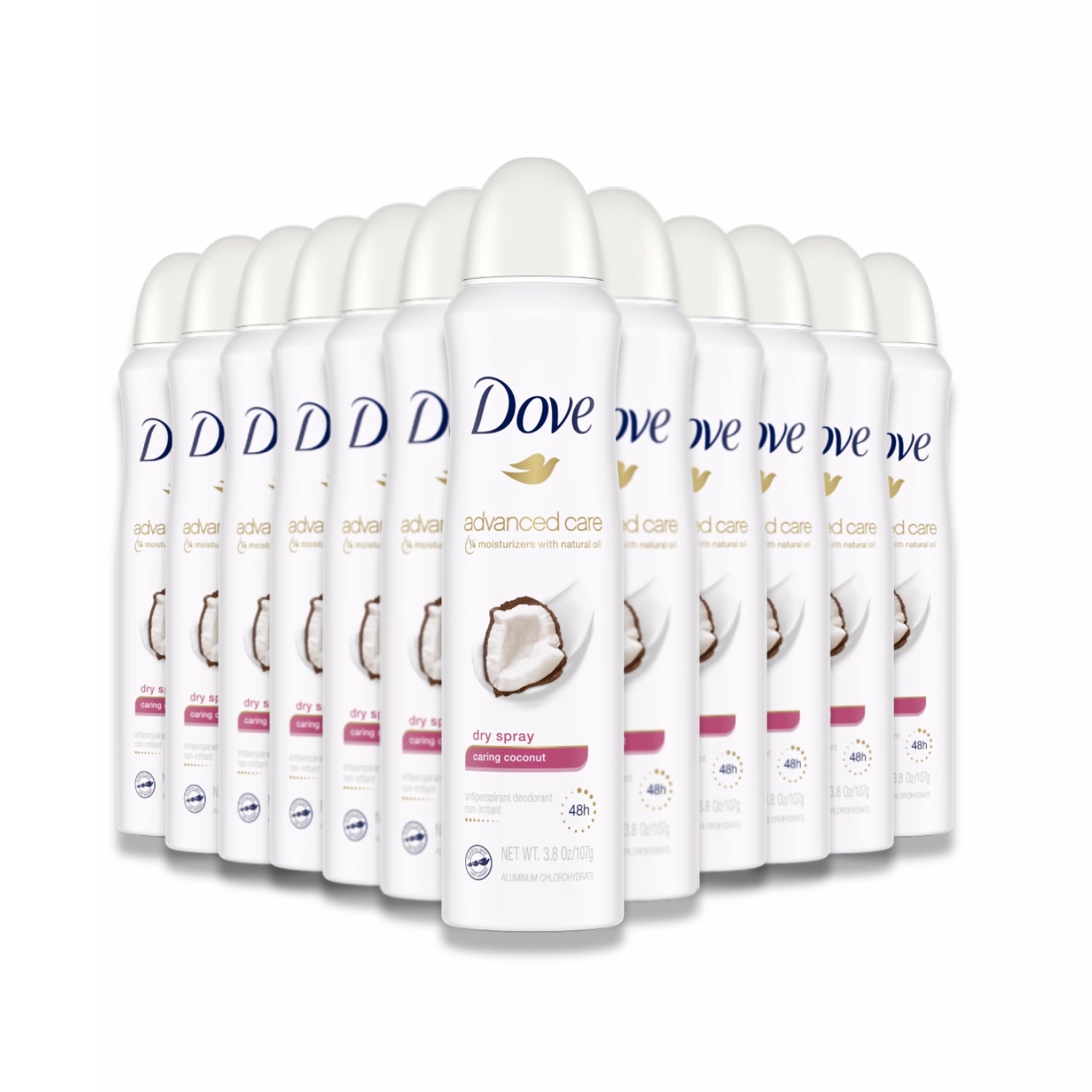 Dove Advanced Care Caring Coconut Dry Spray Deodorant - 12 Pack