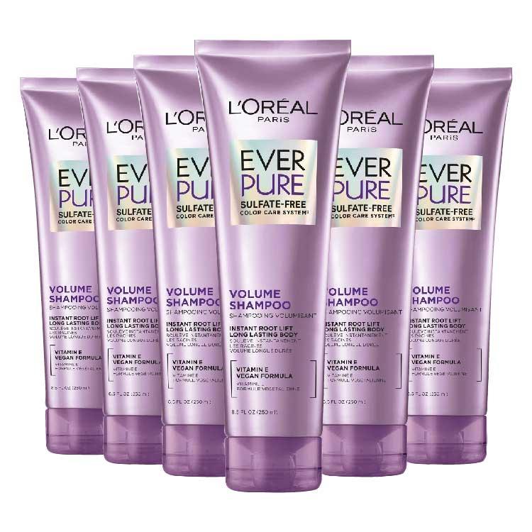 L'Oreal - Paris EverPure Volume Sulfate Free Shampoo, Lotus Flower 8.5 oz - 6 Pack