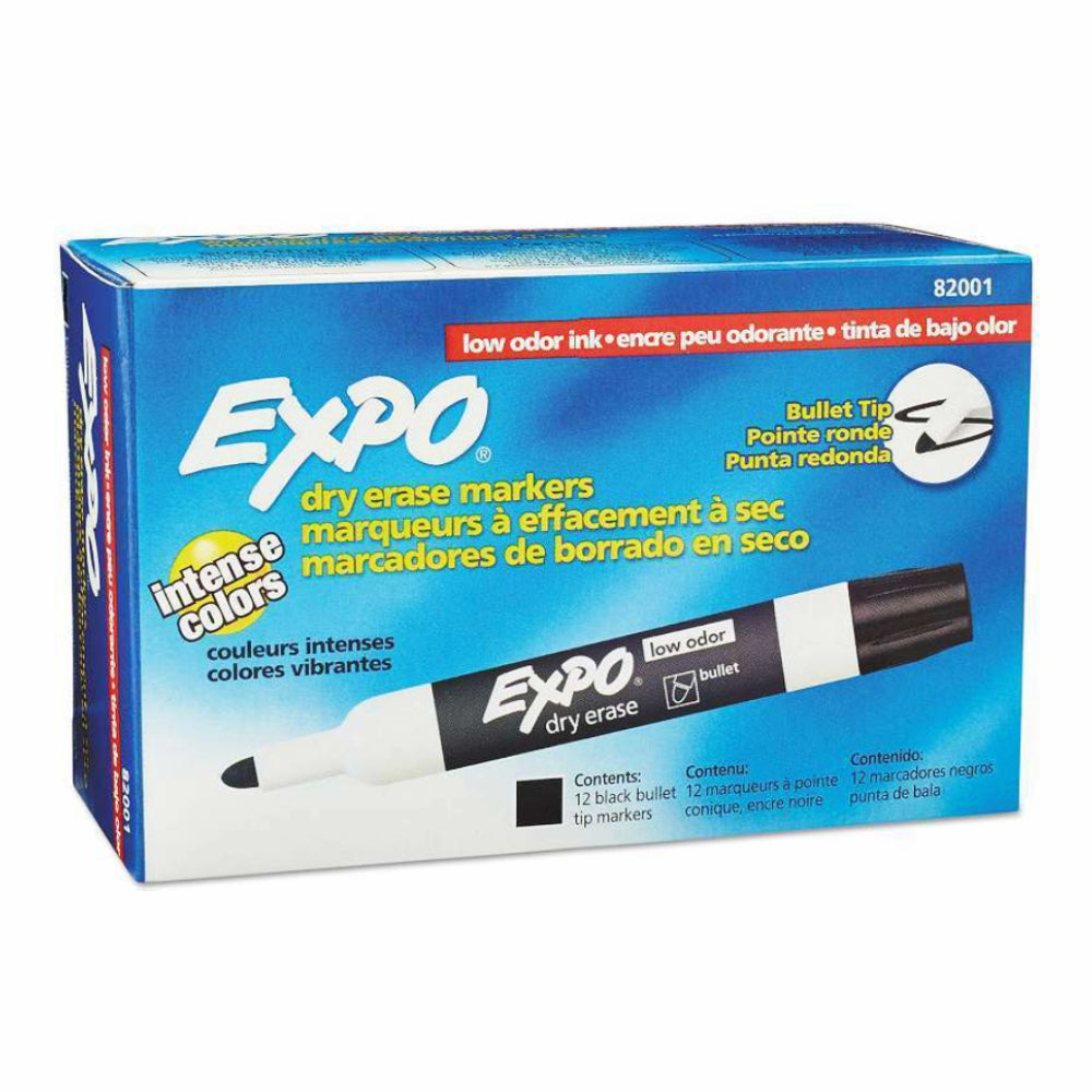 EXPO Low Odor Dry Erase Markers - Black 12 Set Contarmarket