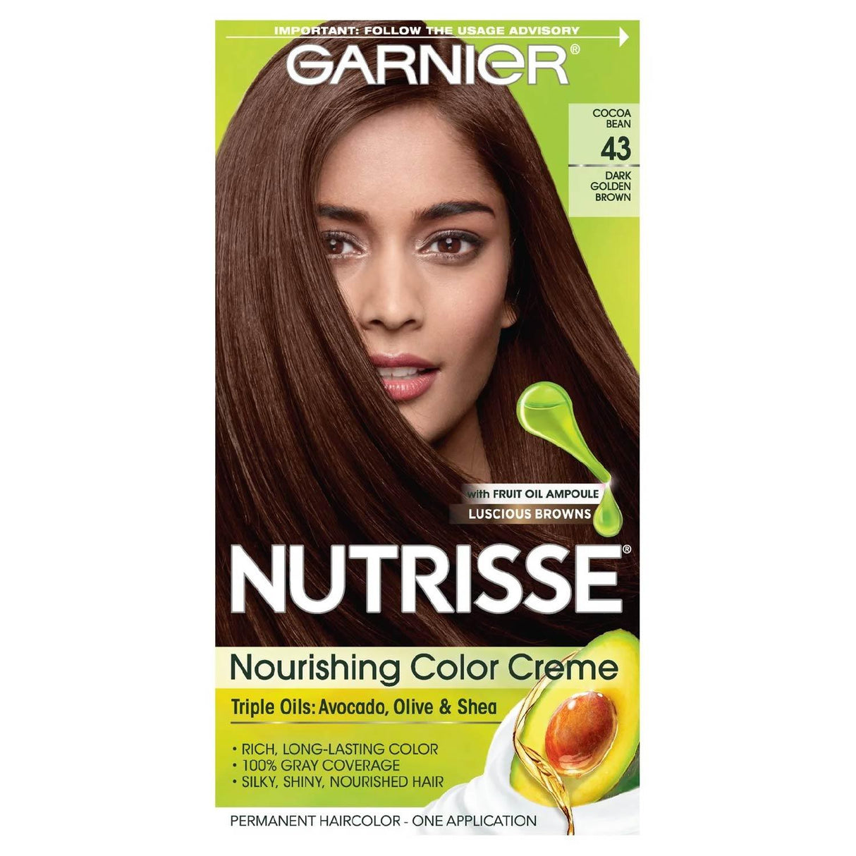 Garnier Nutrisse Nourishing Color Creme -  Dark Golden Brown (Cocoa Bean 43) - 12 Pack