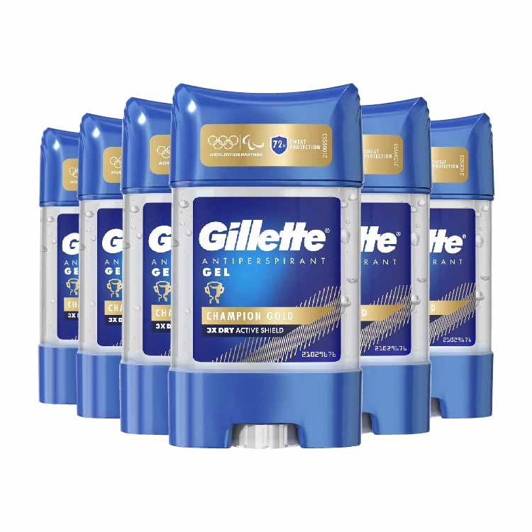 Gillette - Champion Gold 72h Anti-perspirant Gel Stick - 70ml - 6 Pack
