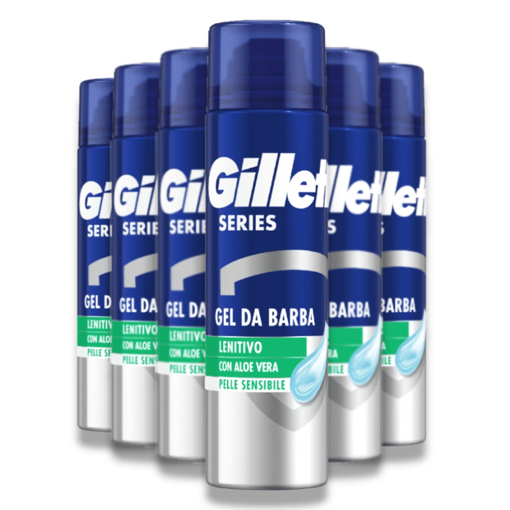 Gillette Series Shave Gel with Aloe Vera - 200 ml, 6 Pack Contarmarket