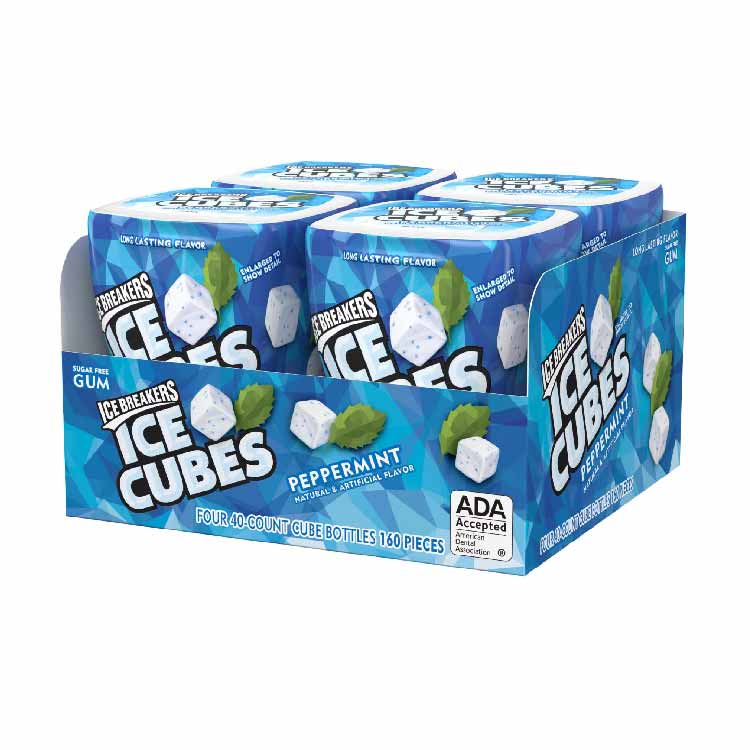 Ice Breakers Gum, Sugar Free Ice Cubes, Peppermint - 4 Pack