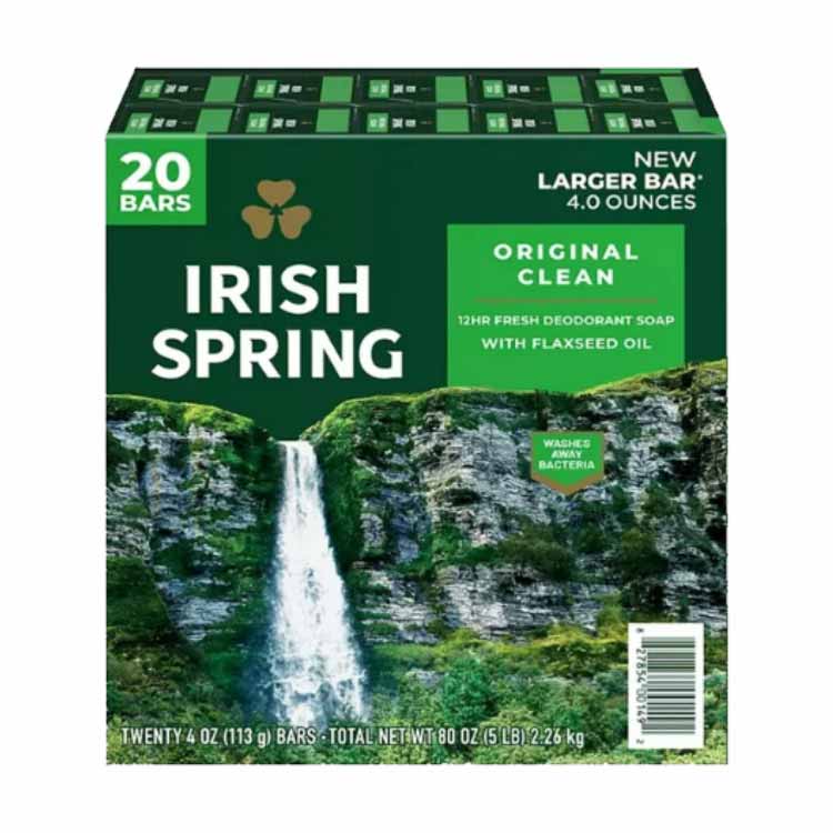 Irish Spring Deodorant Soap, Original Bulk - 3.7 Oz - 4 Pack/20 bars each