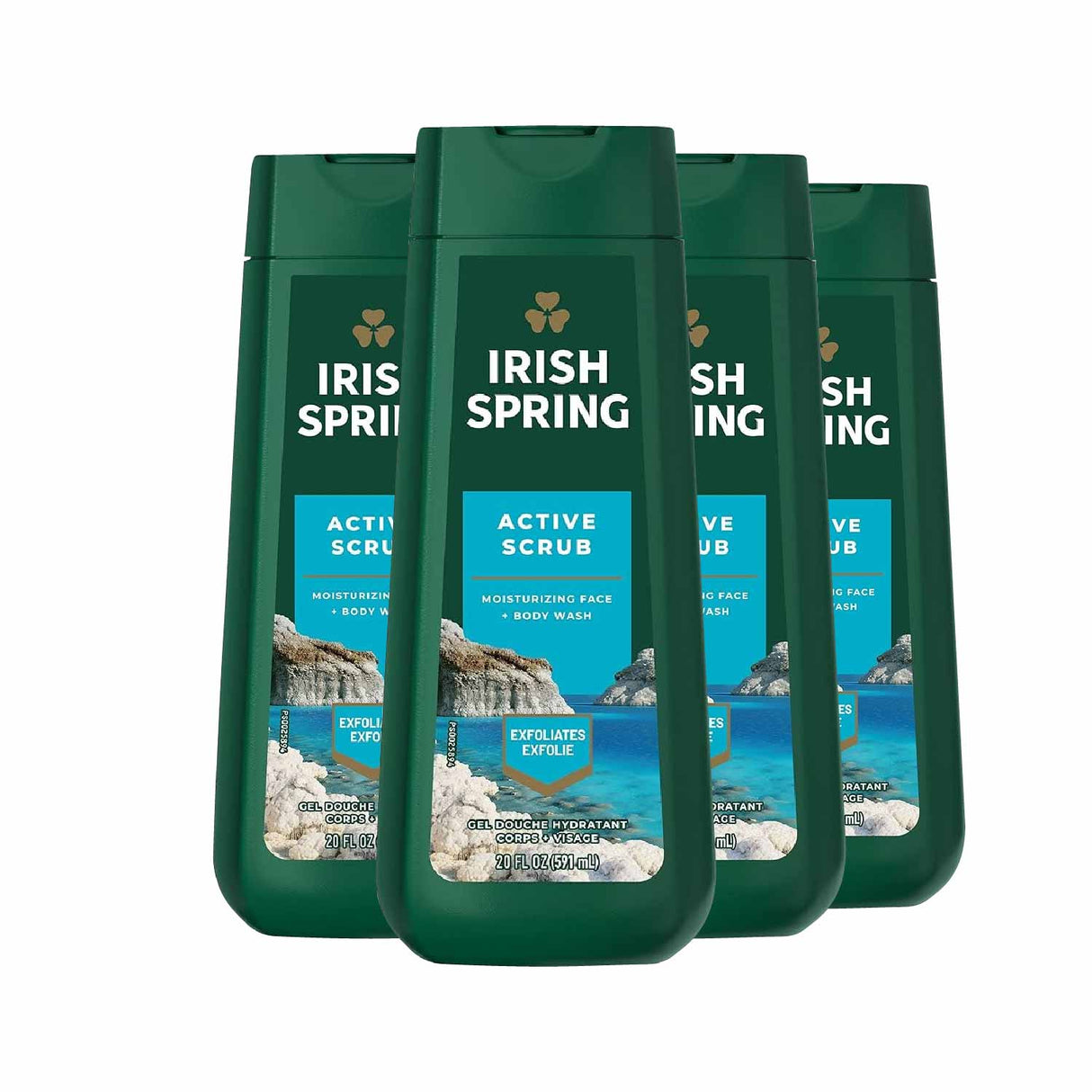 Irish Spring - Active Scrub Body Wash for Men  20 oz  - 4 pack