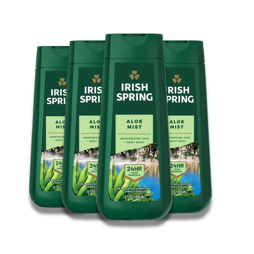 Irish Spring Aloe Mist Face & Body Wash - 20 oz - 4 Pack Contarmarket
