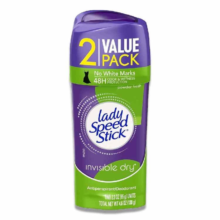 Lady Speed - Stick Antiperspirant, Invisible Dry Powder Fresh, Twin pack - 2.3 Oz - 6 Pack