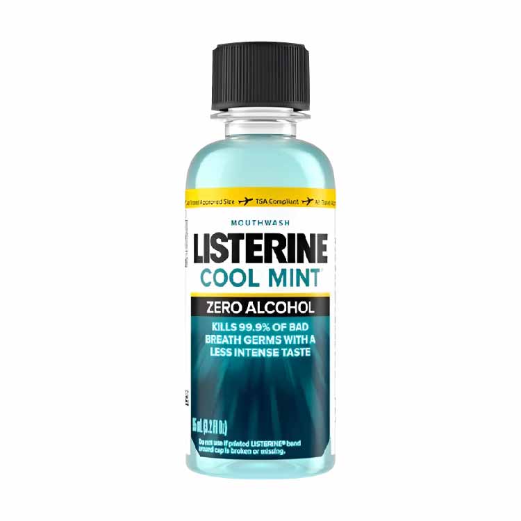 Listerine Cool Mint Mouthwash - Zero Alcohol - 3.2 oz - 24 Pack - Travel Size