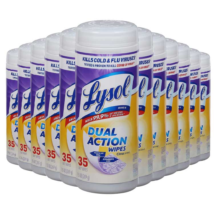 Lysol - Dual Action Disinfecting Wipes, Citrus - 35 Ct - 12 Pack