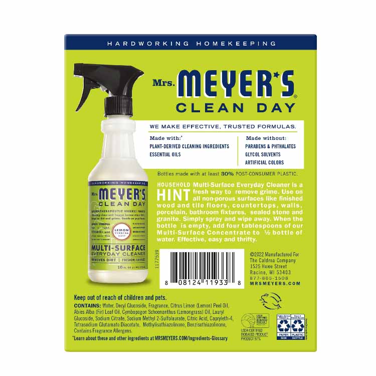 Mrs. Meyer's Clean Day Multi-Surface Everyday Cleaner - Lemon Verbena Scent - 16 Oz - 3 Pack