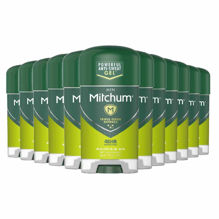 Mitchum Men Clear Gel Antiperspirant Deodorant, Mountain Air - 2.25 Oz - 12 Pack