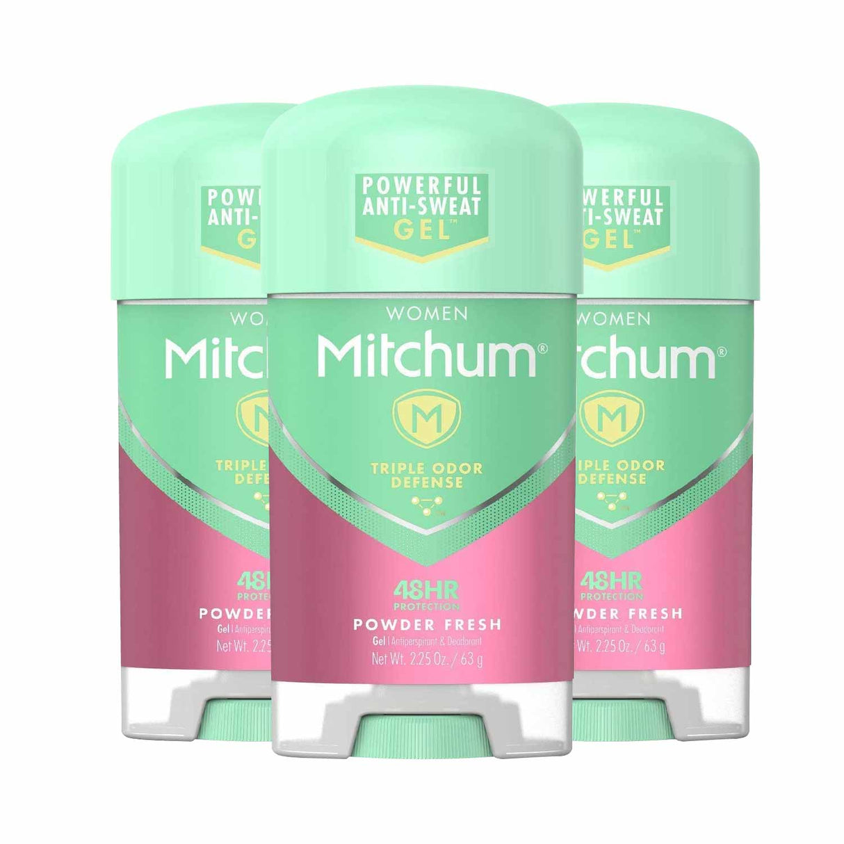 Mitchum Women Gel Antiperspirant Deodorant, Powder Fresh - 2.25 Oz - 3 Pack - OPEN BOX