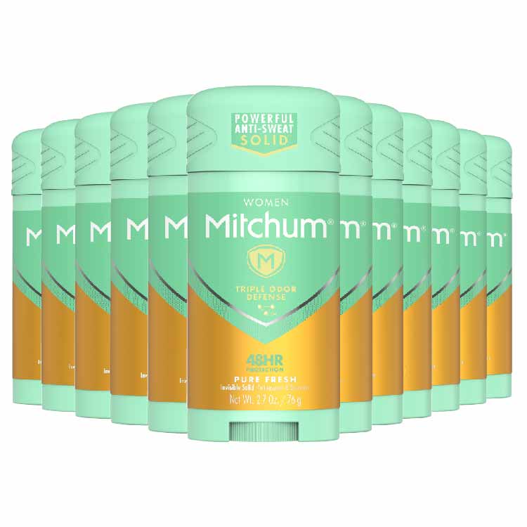 Mitchum - Triple Odor Defense Deodorant Women, Solid Pure Fresh -  2.7 oz - 12 Pack