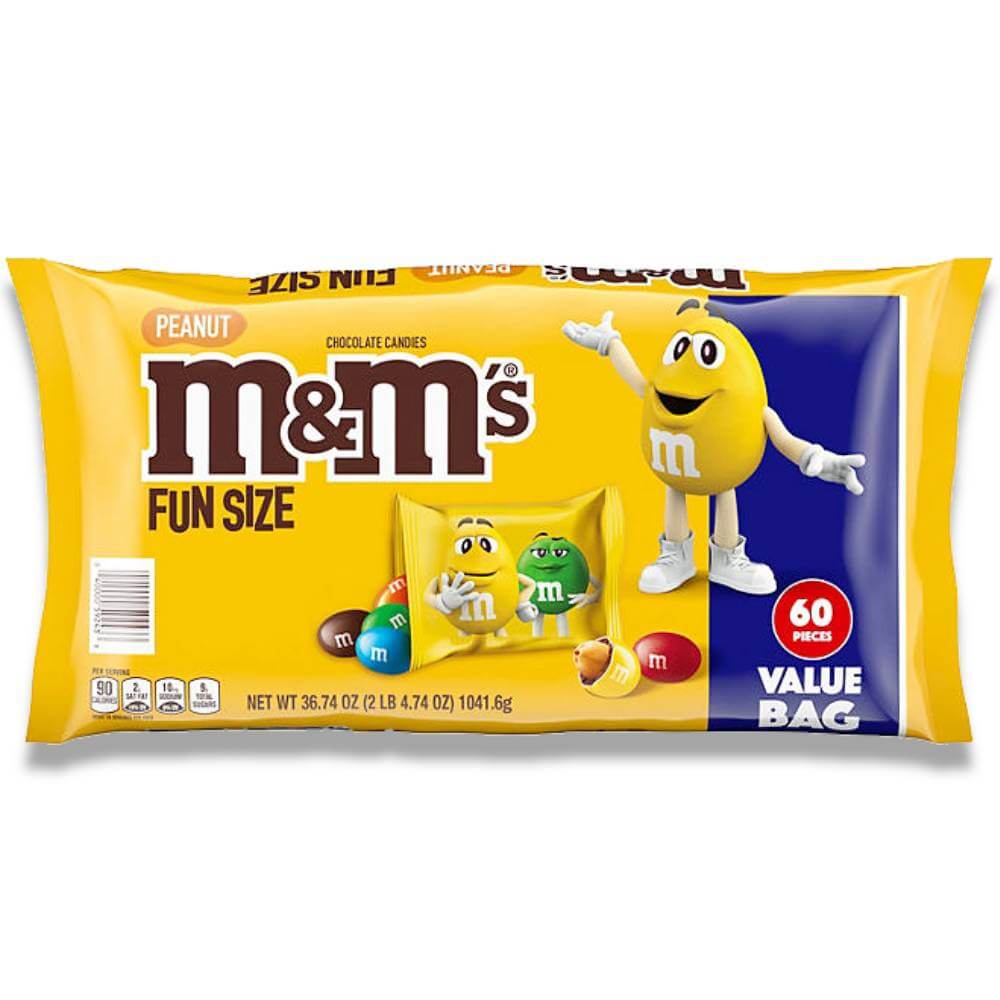 M&M'S Peanut Fun Size Bulk Halloween Candy Bag - 60 ct., 36.74 oz Contarmarket