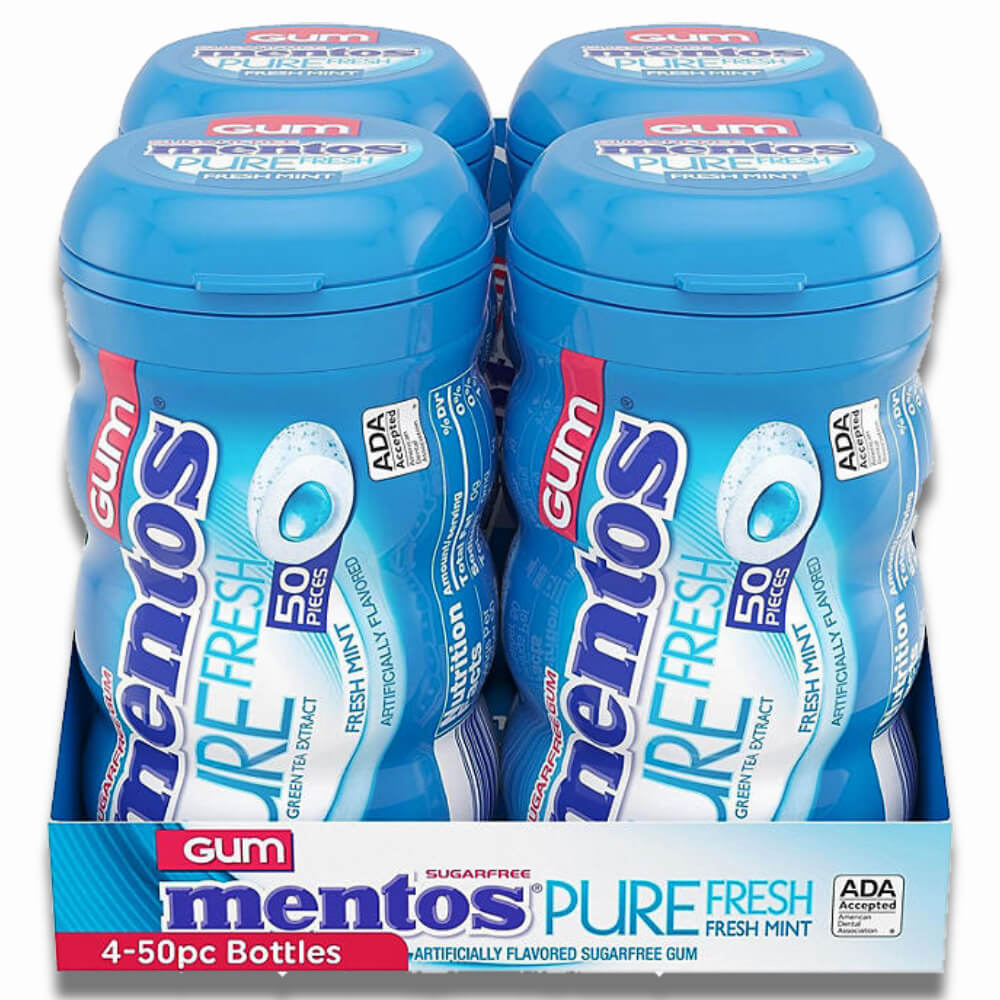 Mentos Pure Fresh Sugar-Free Chewing Gum Fresh Mint (50 Ct, 4 Pack) Contarmarket