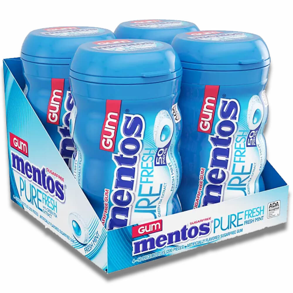 Mentos Pure Fresh Sugar-Free Chewing Gum Fresh Mint (50 Ct, 4 Pack) Contarmarket