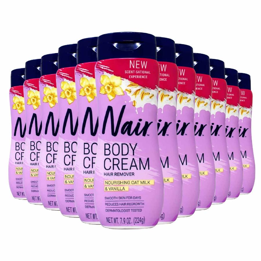 Nair - Body Cream, Hair Remover, Nourishing Oat Milk & Vanilla 7.9 Oz - 12 Pack