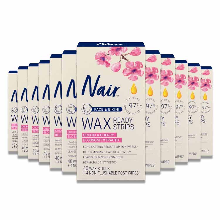 Nair - Hair Remover Face and Bikini Wax Ready Strips - 40ct ea -12 pack