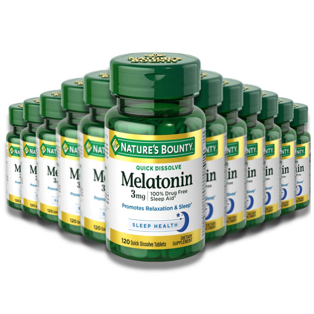 Nature's Bounty Melatonin Tablets - 120 Tablets (3 mg) - 12 Pack Contarmarket