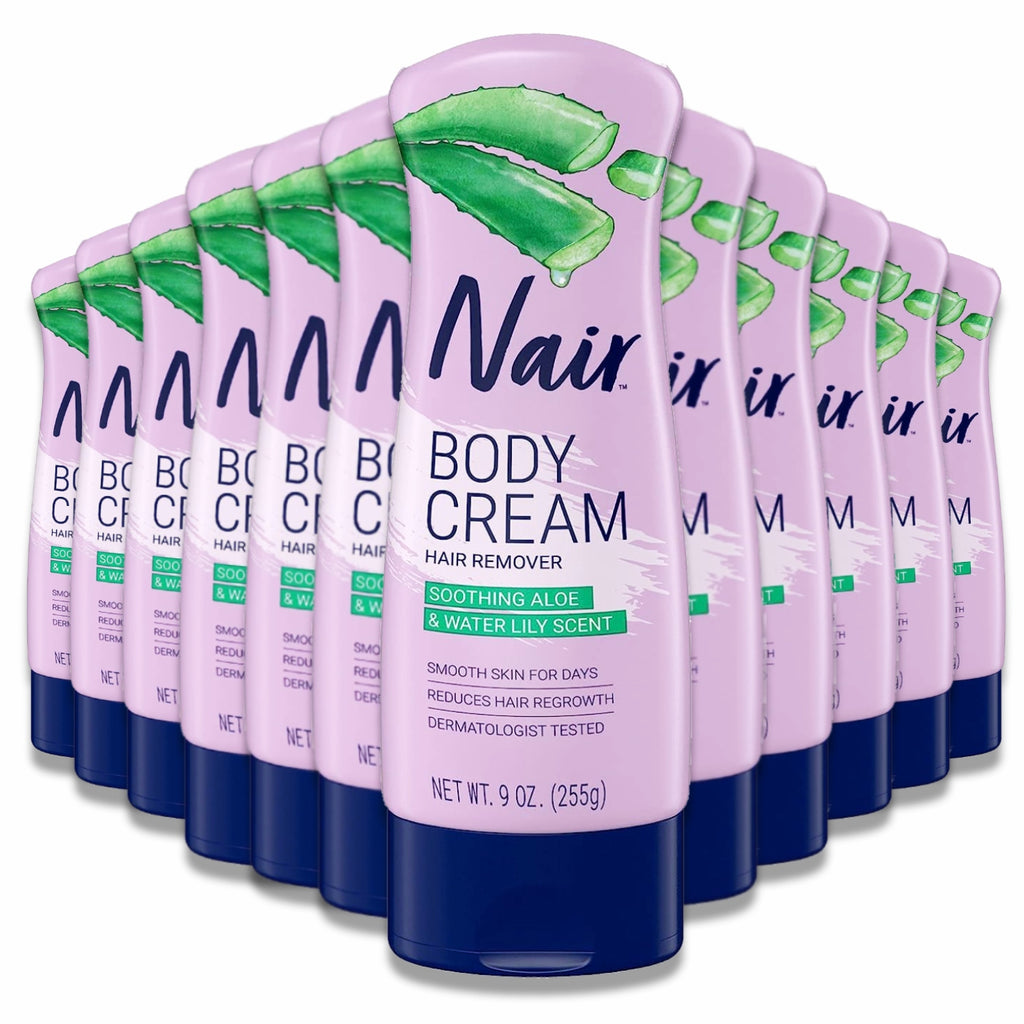 Nair Hair Removal Body Cream - Aloe and Water Lily, 9 oz, 12 Pack Contarmarket