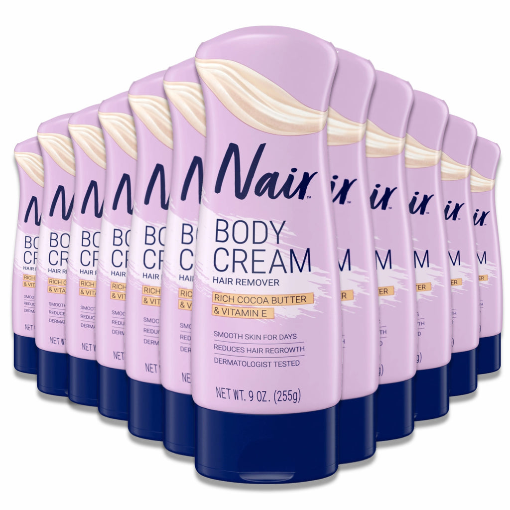 Nair Hair Removal Body Cream with Cocoa Butter and Vitamin E - Leg and Body Hair Remover, 9 oz, 12 Pack Contarmarket
