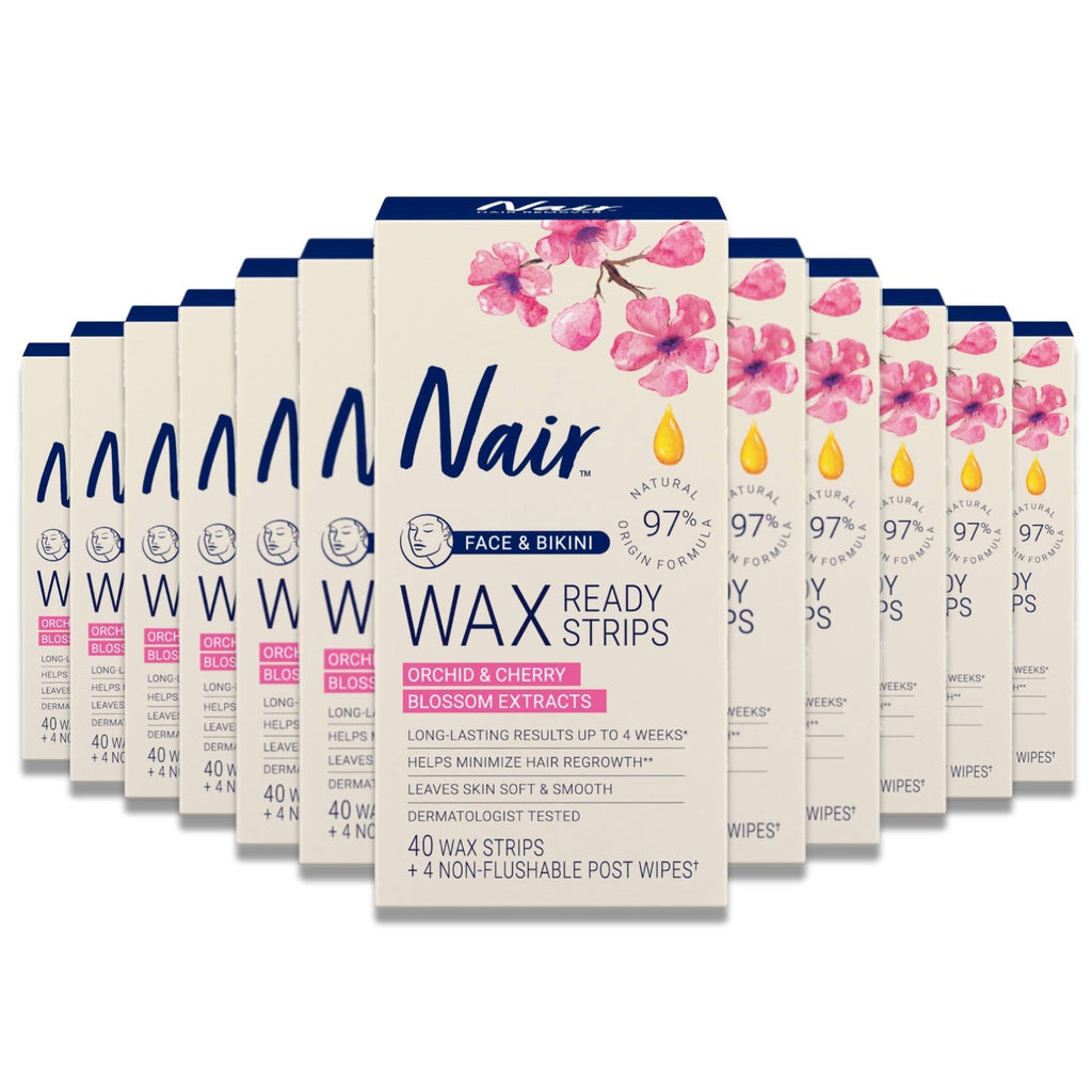Nair Face and Bikini Wax Ready Strips - 40 Count, 12 Pack Contarmarket