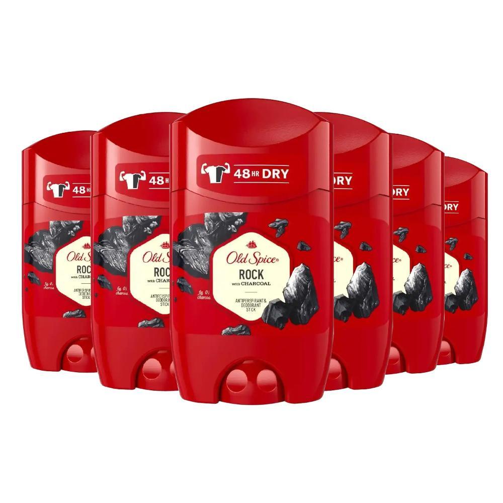 Old Spice Stick Antiperspirant & Deodorant  Rock With  Charcoal - 1.7 oz/ 50 ml -  6 pack