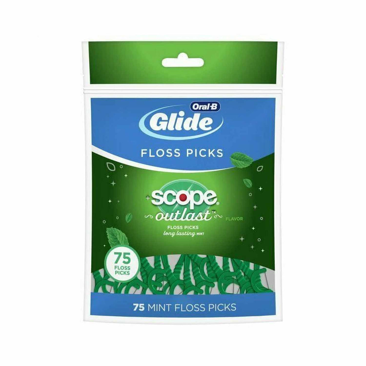 Oral-B Glide Floss Picks, Scope Outlast - 75 Floss Picks - OPEN BOX
