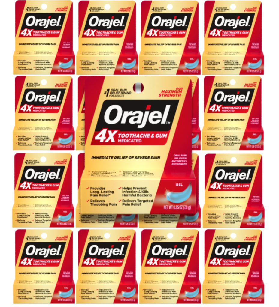 Orajel Medicated Toothache & Gum Gel - Maximum Strength, 0.25 oz, 24 Pack Contarmarket