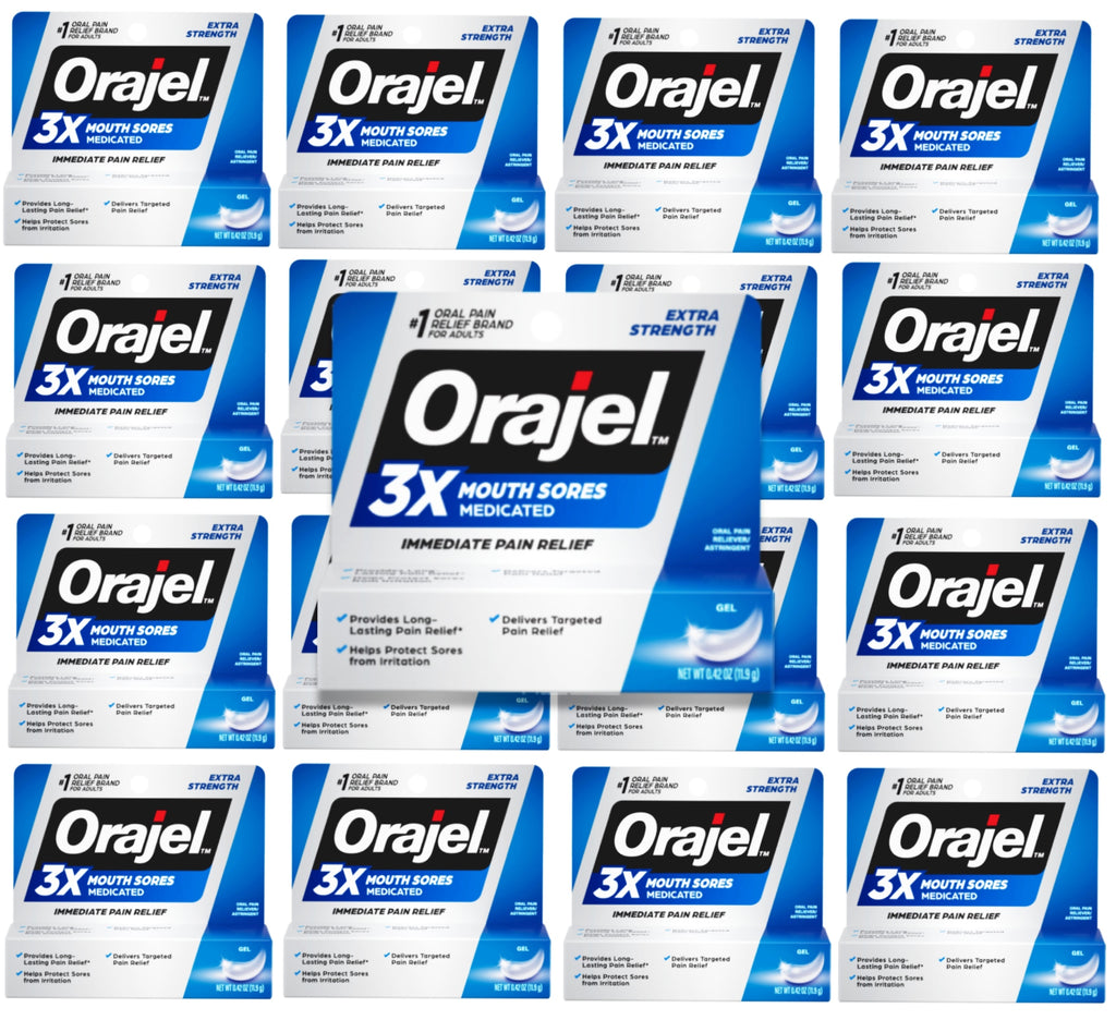 Orajel 3x Medicated Mouth Sores Gel - Extra Strength, 0.42 oz, 24 Pack Contarmarket