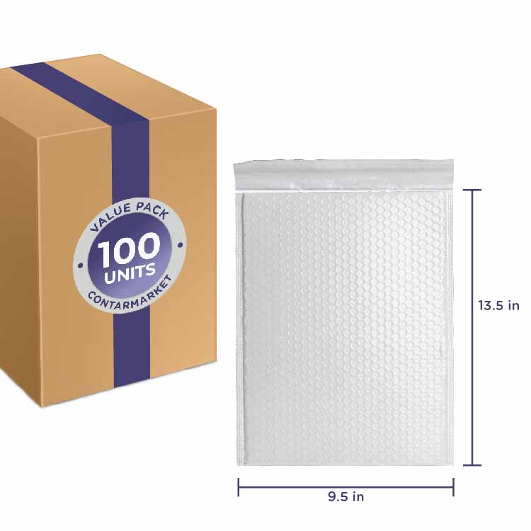 9.5 x 13.5 - #4 Self-Seal White Poly Bubble Mailers 100 Per Case