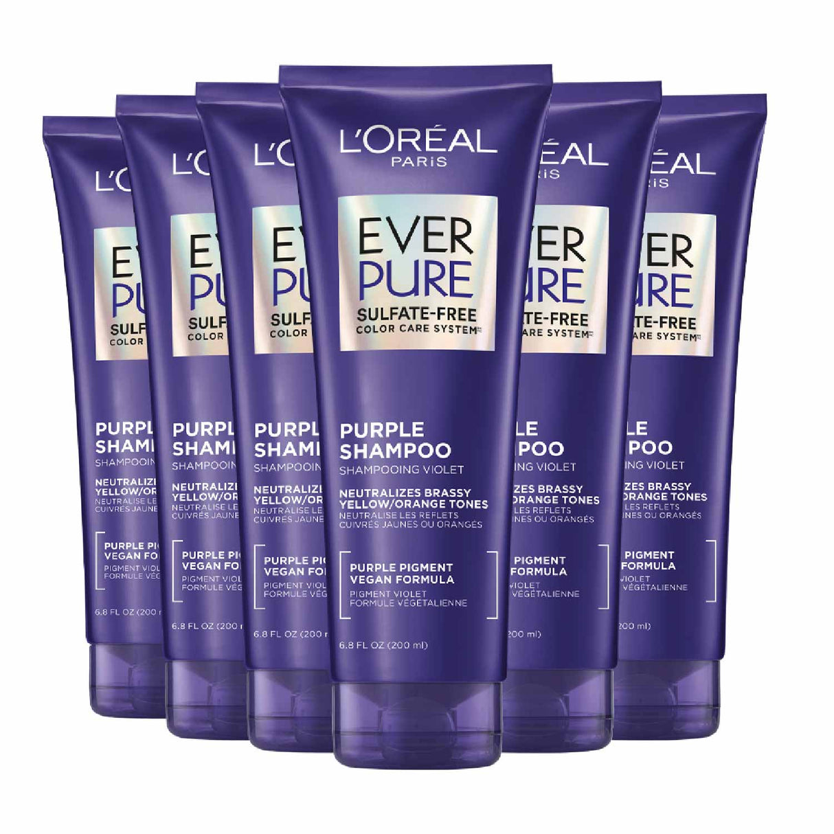 L'Oreal - EverPure Sulfate Free Purple Toning Purple Shampoo - 6.8 Oz - 6 Pack