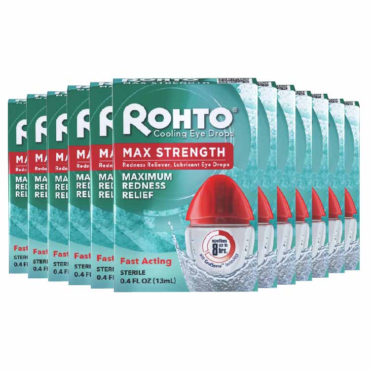 Rohto Cool Max Maximum Redness Relief Cooling Eye Drops - 0.4oz - 24 Pack - Travel Size