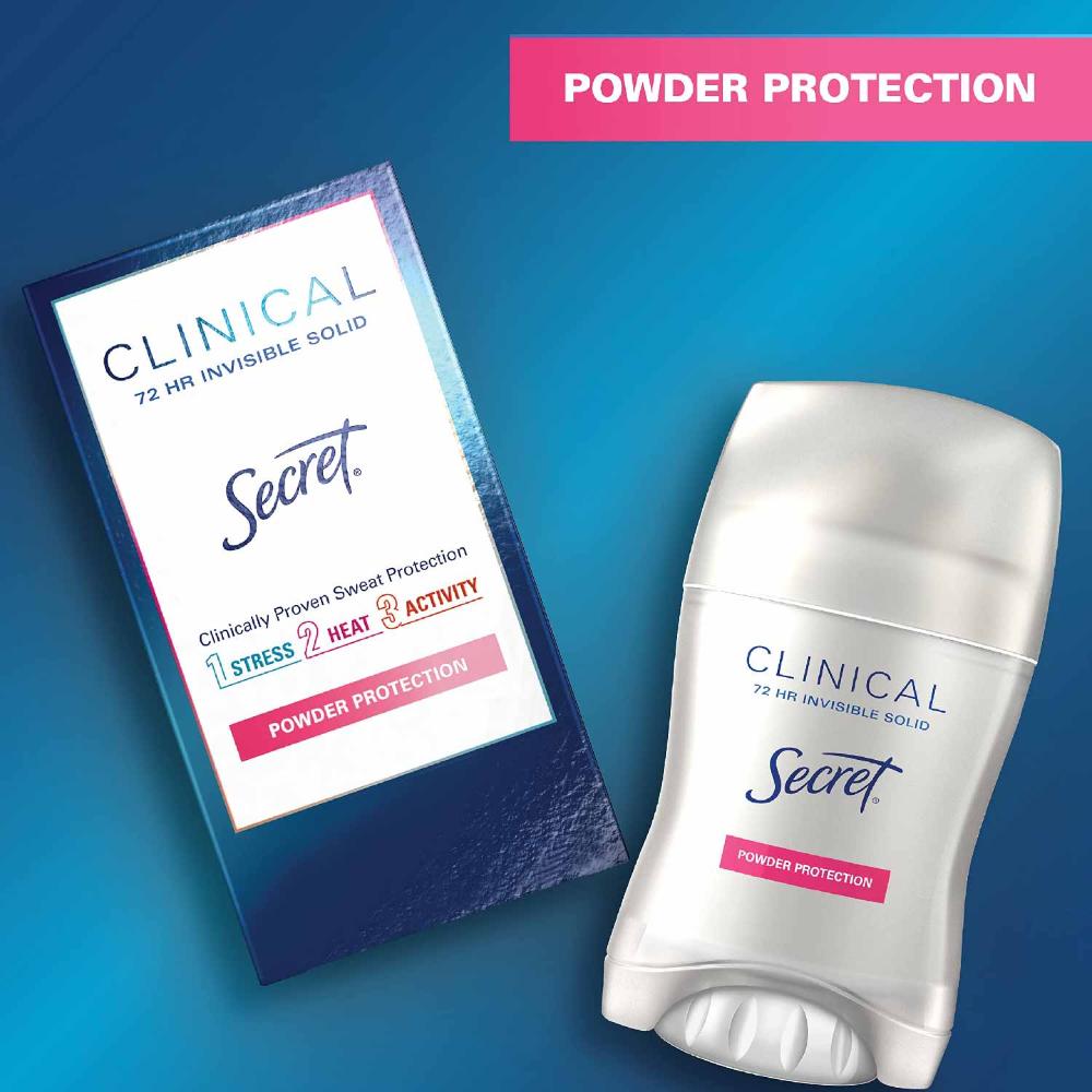 Secret - Clinical Strength, Invisible Solid, Powder Protection Antiperspirant & Deodorant - 1.6 Oz -12 Pack