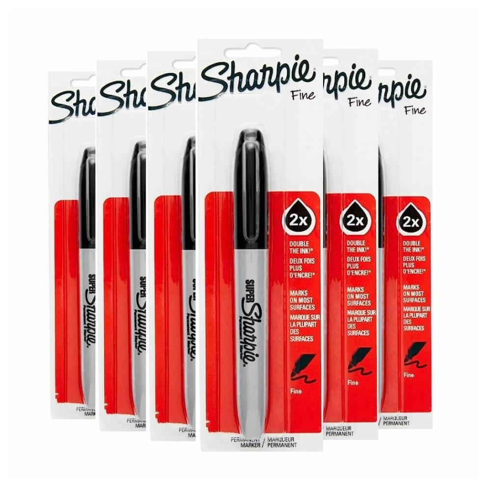Sharpie Super Permanent Marker Black Fine - 6 Pack – Contarmarket