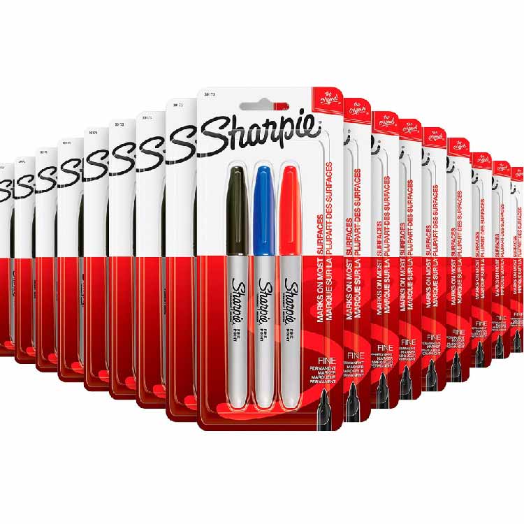 Sharpie Fine Point Permanent Marker Set, Black/Blue/Red  3 ct - 12 Pack