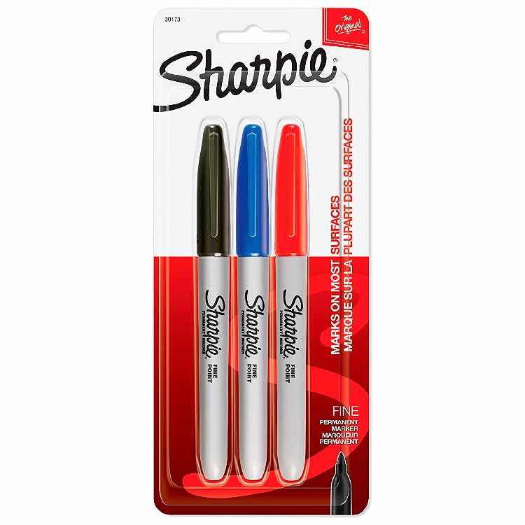 Sharpie Fine Point Permanent Marker Set, Black/Blue/Red  3 ct - 12 Pack