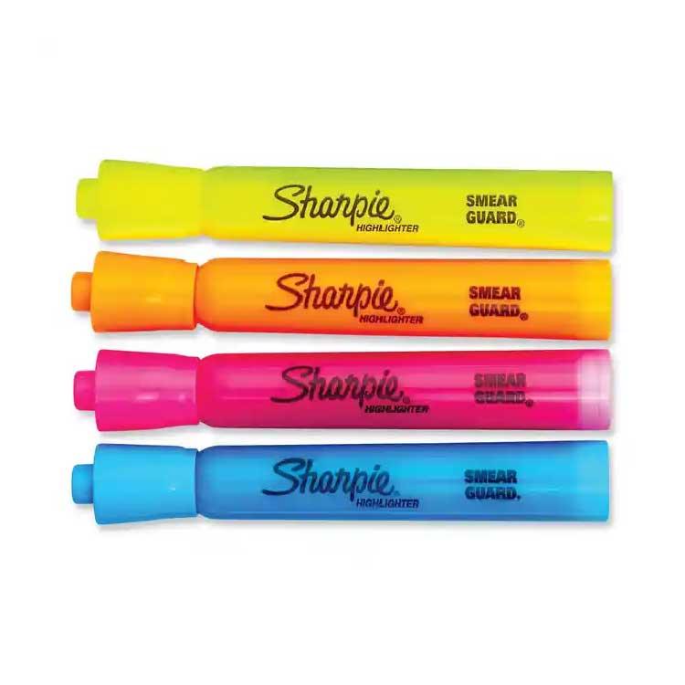 Sharpie Highlighters Smear Guard Chisel Tip Multicolored 4 ct/ea - 144 Pack