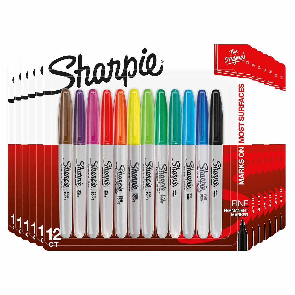 Sharpie - Permanent Markers Fine Tip Multicolored - 12 Count - 12 Pack