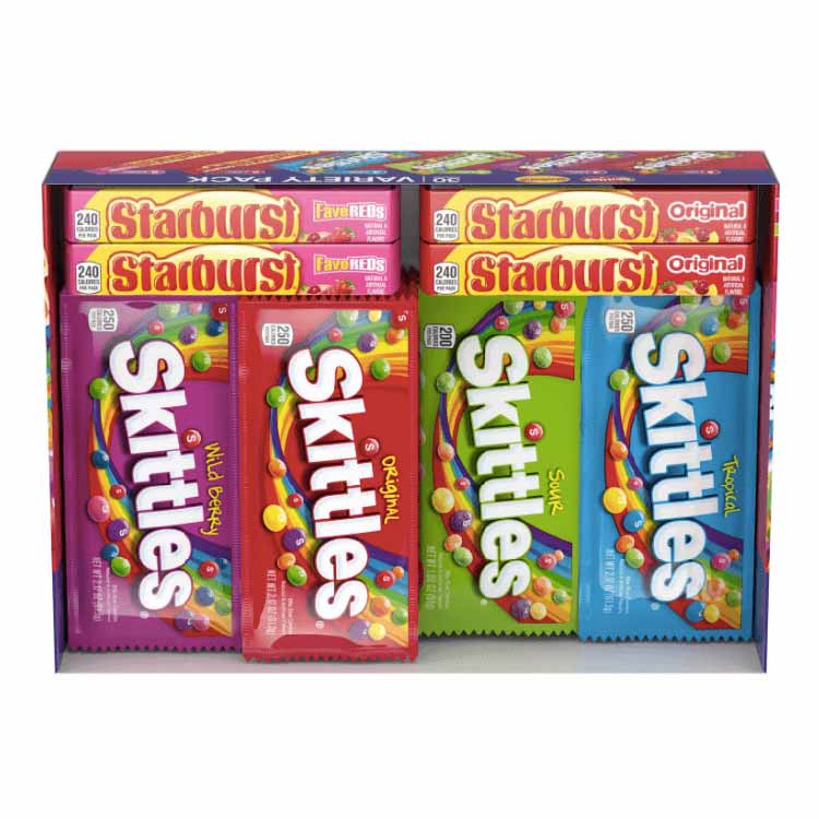 Starburst and Skittles Chewy Candy Variety Box 62.79 oz. 30 ct.