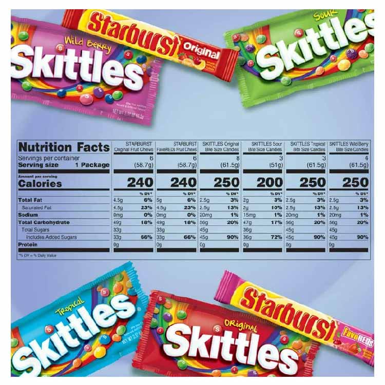 Starburst and Skittles Chewy Candy Variety Box 62.79 oz. 30 ct.