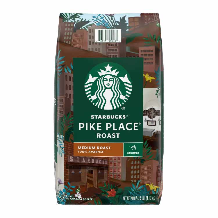 Starbucks Pike Place Medium Roast Ground Coffee, 40 oz