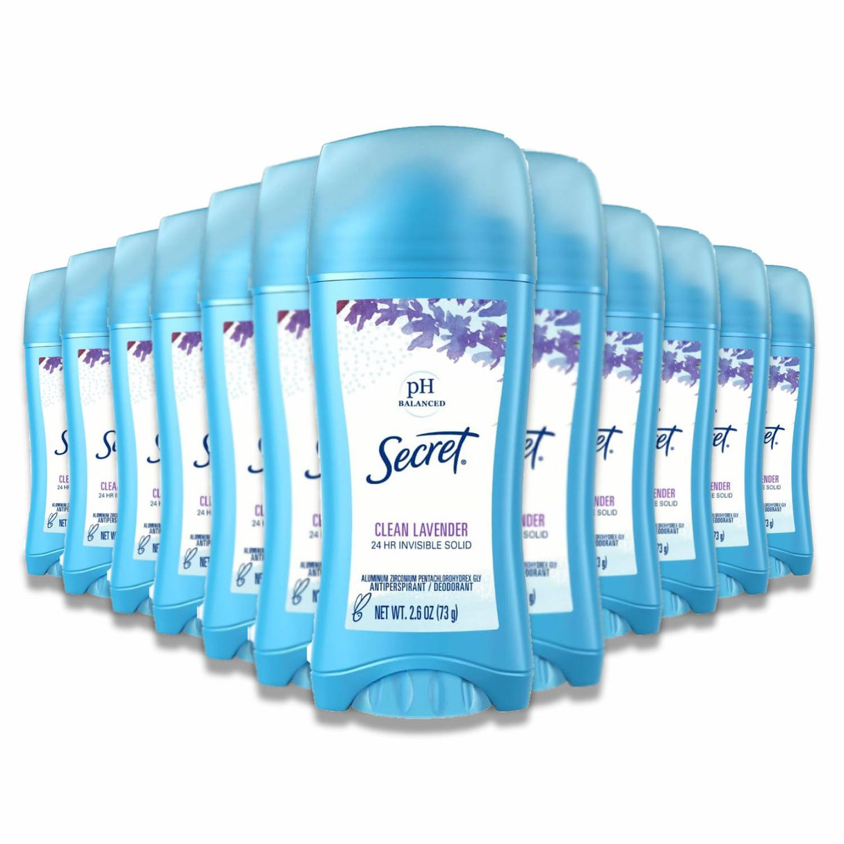 Secret - Invisible Solid Antiperspirant & Deodorant, Clean Lavender - 2.6 Oz - 12 Pack