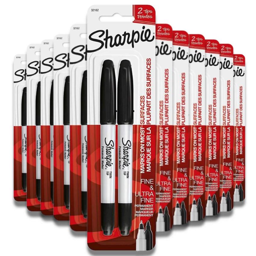 Sharpie Black Twin Tip Permanent Markers - 12 Pack Contarmarket