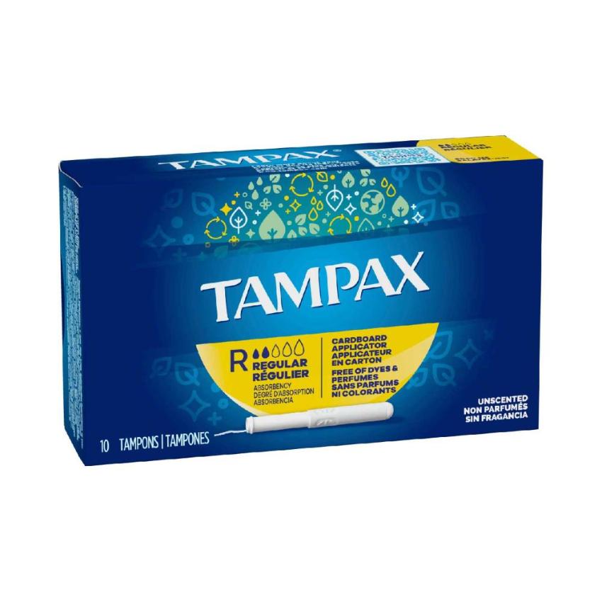 Tampax - Tampon Regular Feminine - 10 Ct Each - 96 Pack