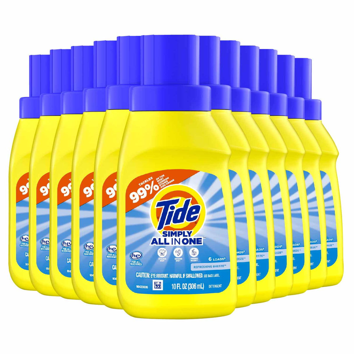 Tide Simply Clean & Fresh Liquid Laundry Detergent, Refreshing Breeze, 6 Loads, 10 fl oz - 12 Pack