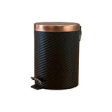 Textured Black Stainless Steel Trash Can With Bronze Lid - 5 Liters (1.3 Gallon)