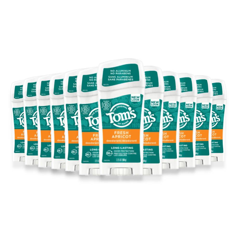 Tom's of Maine Long Lasting Apricot Deodorant Stick - 12 Pack (2.25 oz) Contarmarket