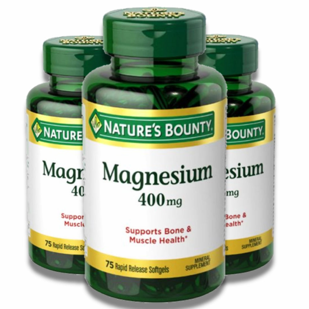 Nature's Bounty Magnesium Softgels - 75 Count (400 mg) - 3 Pack Contarmarket
