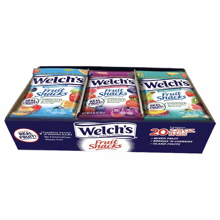 Welch's Fruit Snacks - Assorted Fruit Flavors, 20 Count Tray, Convenient Bulk Pack